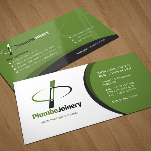 Business Card & Letterhead for Plumbe Joinery Stationery contest