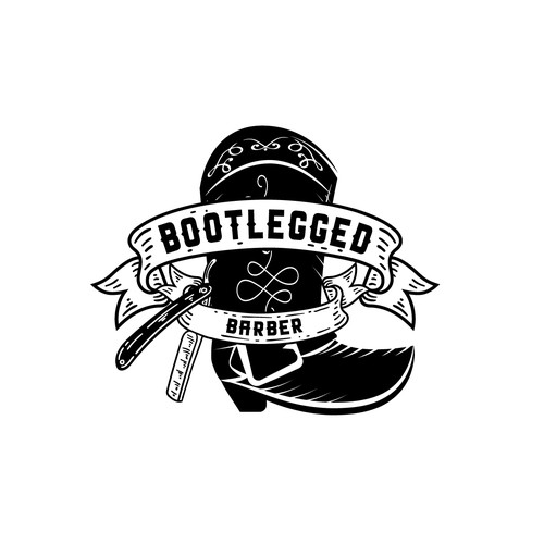 Traditional Barber shop logo Design by Downeyz