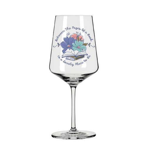 "Illustration for drinking glasses for book lovers & readers" winning Postcard, flyer or print