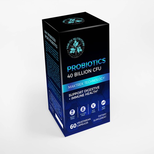 I want creative, shiny,  supplement packaging for my first product Probiotic 40 billion CFU Design by JavanaGrafix