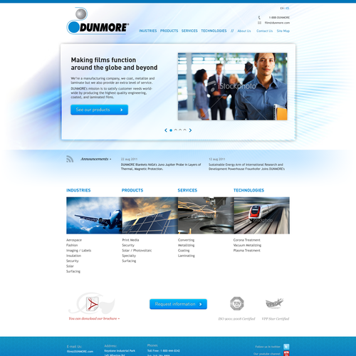 New website design wanted for DUNMORE Corporation Ontwerp door WildUrban