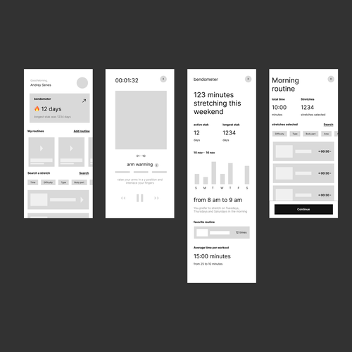 Stretching app with an aesthetic UI Design by Andrey Senes