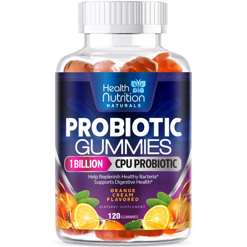 Design Healthy Probiotic Gummies Label needed for Health Nutrition por agooshe