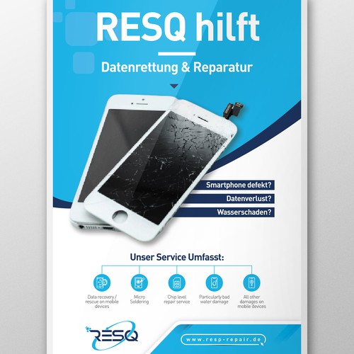 Clean & Nice Poster for Cell Phone Repair & Data Rescue Company Design by inventivao