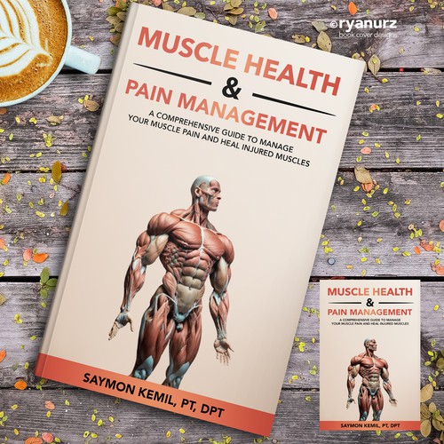 Book cover with a drawing images of the human anatomy combining muscles and bone structure. Design by ryanurz