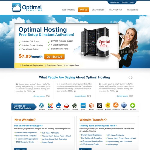 New website design wanted for Optimal Hosting Diseño de AxilSolutions