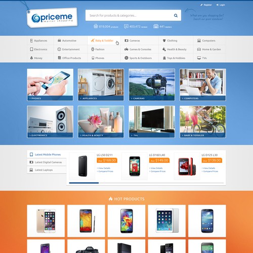 New homepage for popular Price Comparison site Réalisé par designLab™