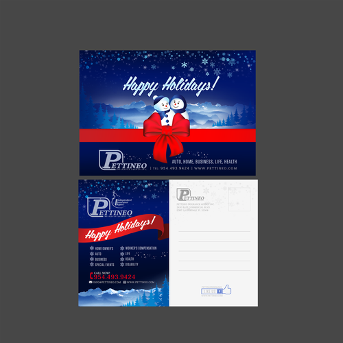 Holiday Post Card for Insurance Agency Design by Inasor