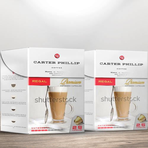 Design an espresso coffee box package. Modern, international, exclusive. Design by bcra