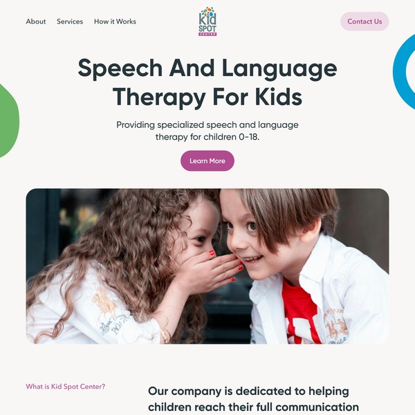 Design by sokolskiyDesign titled "Homepage for a Child Speech Therapist Company"