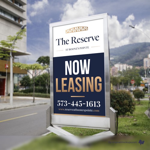 Designer needed: Eye Catching Now Leasing sign for New Apartment Development Design by icon89GraPhicDeSign