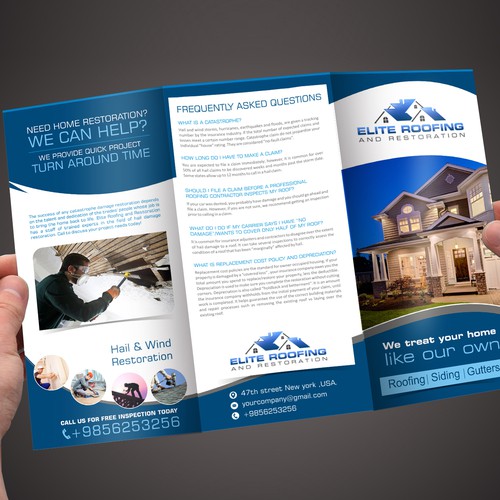 Create an eye-catching & informative brochure for a roofing company ...