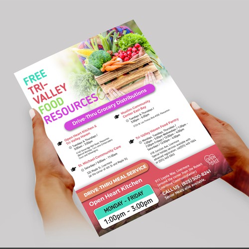 Flyer listing free food resources for the community Réalisé par CREATIVE ARTIFLEX