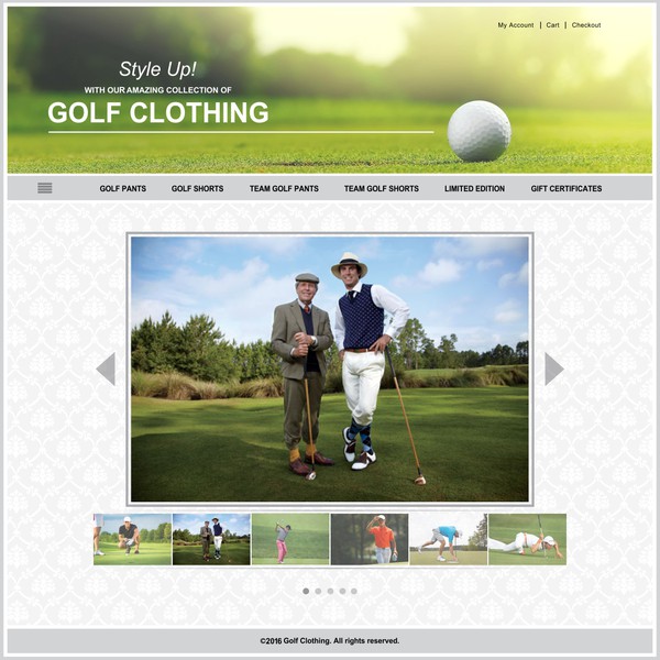 Homepage for a clothing line