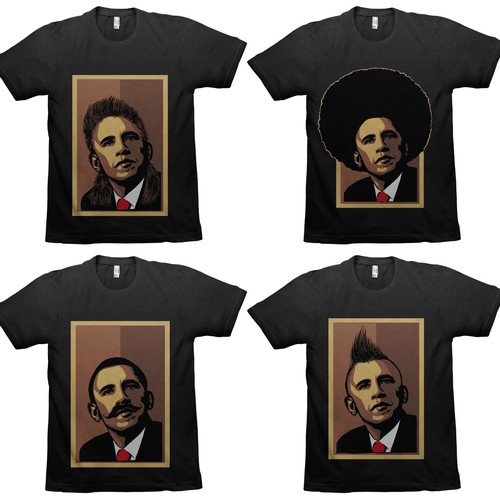 t-shirt design for Obamohawk, Obamullet, Frobama and NachObama Design by Ivanpratt