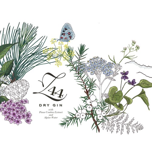 Gin Bottle & packaging design + merchandising Design by virunga