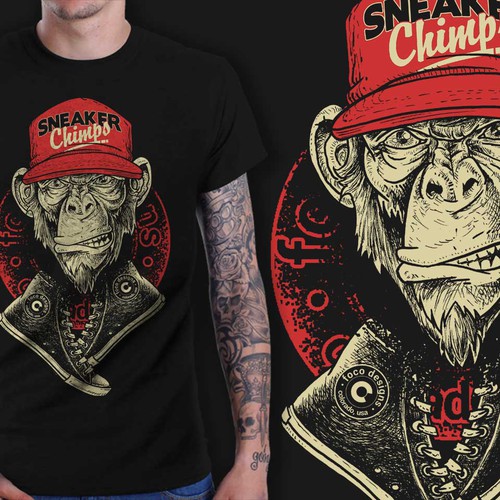 Design di Design a "Sneaker Chimps" t-shirt for shopfocodesigns.com di diwaz