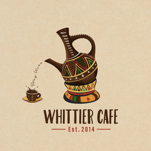 Whittier Cafe Logo Design for the African espresso bar that has a social justice mission.
