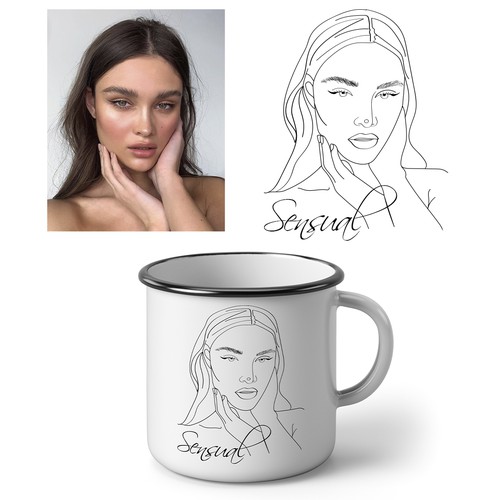 Quirky enamel mug illustration for concept stores - female empowerment Diseño de Beellustration