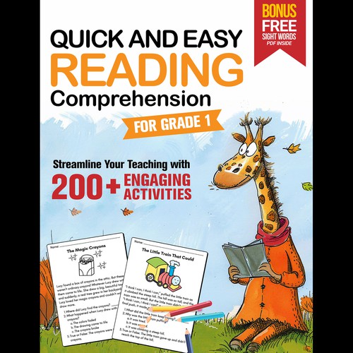 BOOK COVER: Grade 1 Reading Comprehension - Professional Workbook for Kids Design by Aaniyah.ahmed