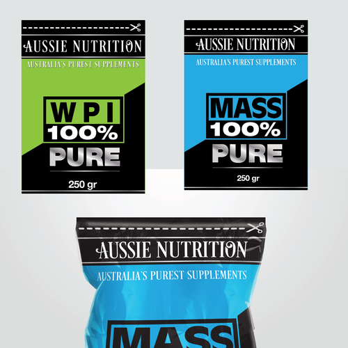 Aussie Nutrition supplement range needs new packaging! Design by Mida Strasni