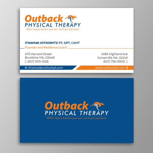 Business card for 2 clinic physical therapy office Design by Design sp