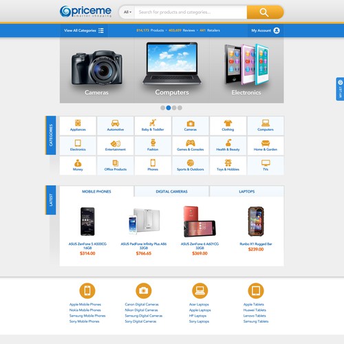 New homepage for popular Price Comparison site Design by Gerardo Betancourt