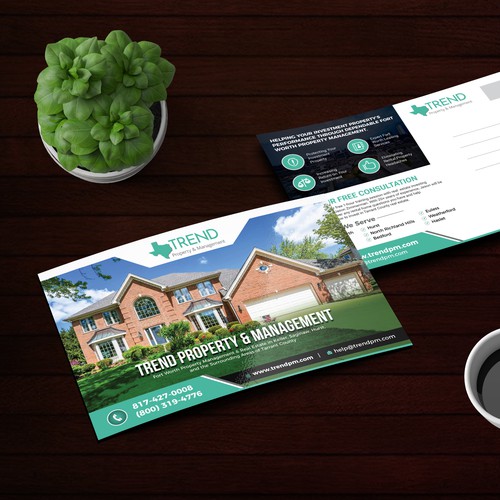 Catchy postcard designs that appeal to investment property owners -refer to our website for content Design by Tanny Dew ❤︎