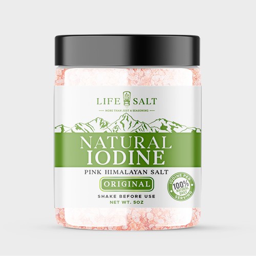 Label for Natural Iodine Pink Himalayan Salt that is fused with Seaweed Design by Design_byMe