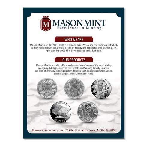 Create An Exciting Flyer To Showcase Our Custom Silver Coin Program Design by Bluebubble