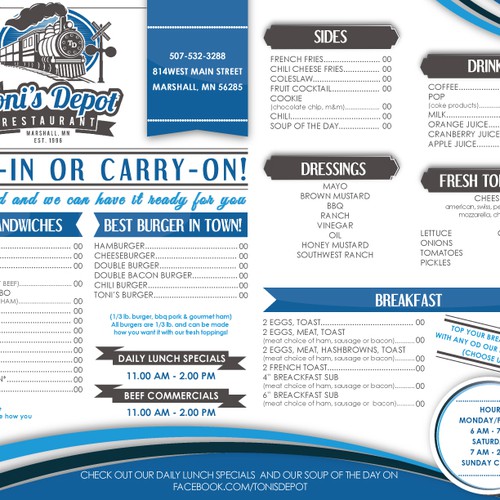 Sub & Burger Restaurant needs NEW DESIGN take out menu! Design by esse.