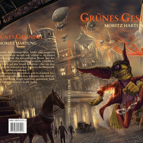 Book cover: Fantasy novel (humour, magic, steampunk) set in victorian Berlin Design by metatron studio