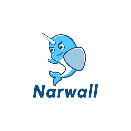 Create a cute, premium narwhal mascot for a bold, innovative COVID mask Design by DZenhar Studio