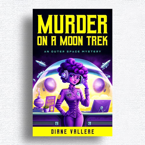 Create a book cover for a humorous outer space cozy mystery series Design by Designtrig