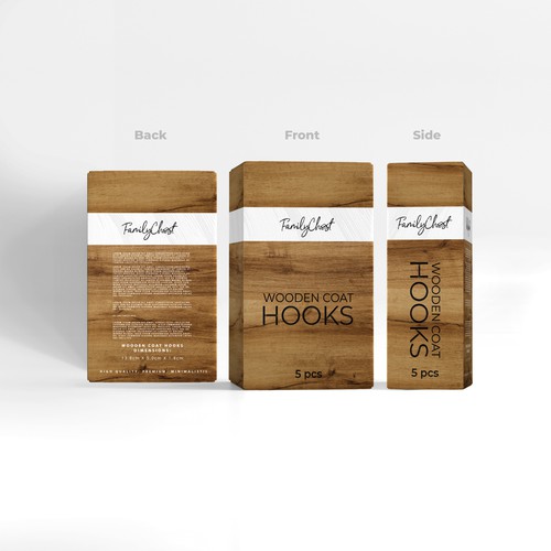 vintage style product packaging for wooden coat hooks for female target group Design by Avadisy