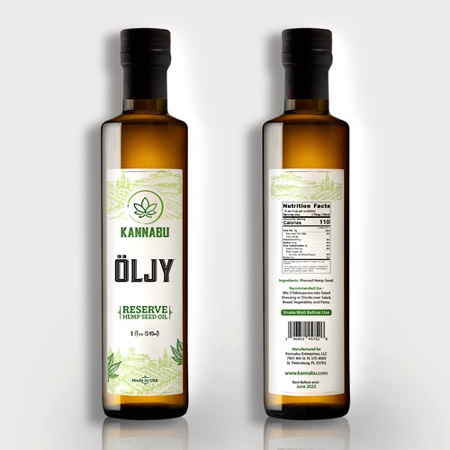 Bottle label design for premium hemp product