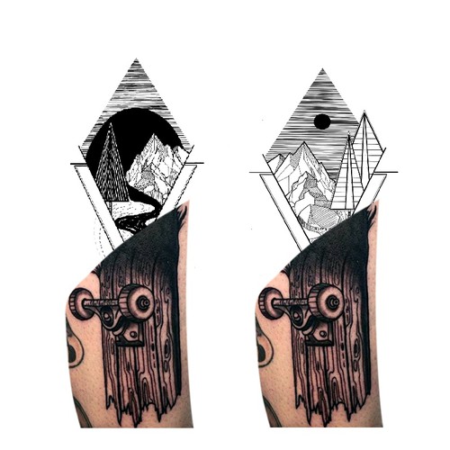 Skateboard Tattoo Design by Peeku_studio