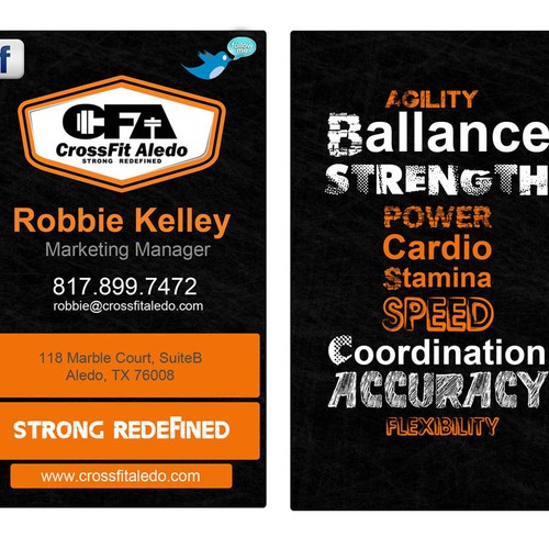 CrossFit Aledo needs new business cards! Guaranteed Contest  Réalisé par gelar