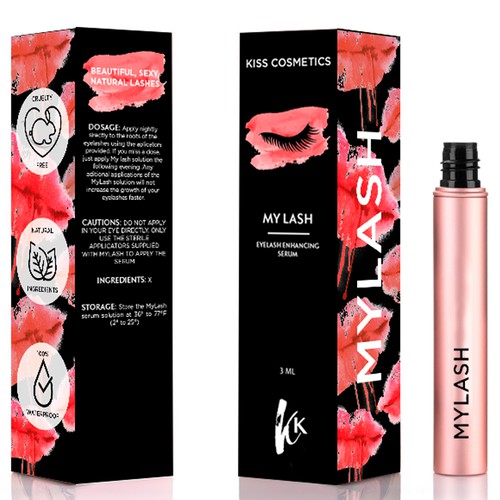 Eyelash serum labeling/packaging design. Design by Glaz3d