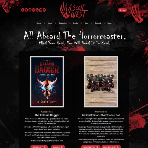 Website Redesign for Horror Author - Get Creepy! Design by pixelwebplanet
