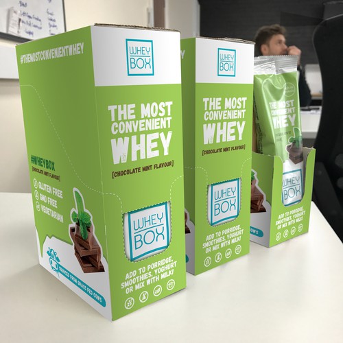 Design a retail case for our whey protein sachets Design by ikoniske™