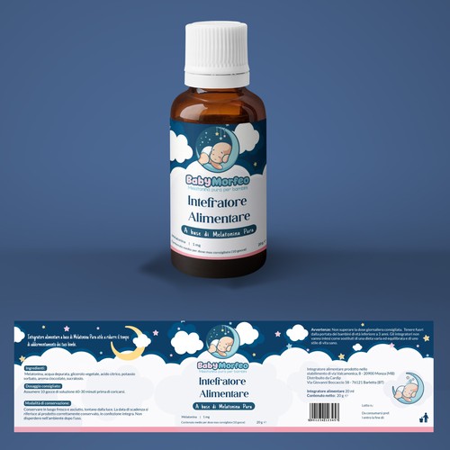 Baby Morfeo -Melatonina per Bambini -  Melatonin Supplement for kids Box and label design Design by Castelo