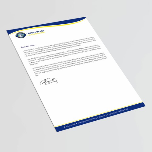 Laguna Beach Police Department Stationary Design by thinkweb art