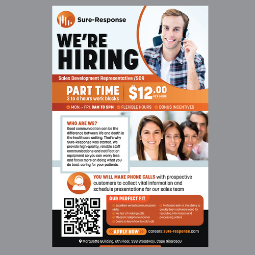 Design di We need a professional looking 11x17 poster to recruit college students to work for us di Bennah