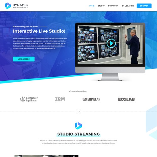 Design a very visual, clean/modern landing page for video company Design by BrZee✔️
