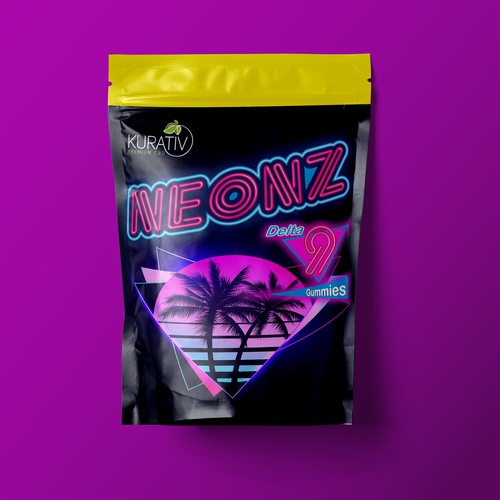 Design Neonz Delta 9 THC Gummies Retro 80's / 90's beach packaging por Paul Coman