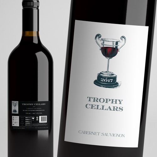 ***Bring the vision to LIFE *** TROPHY Wines - CATCHY MODERN WINE LABEL - have a look at attached guide files! Design by Windmill Designer™