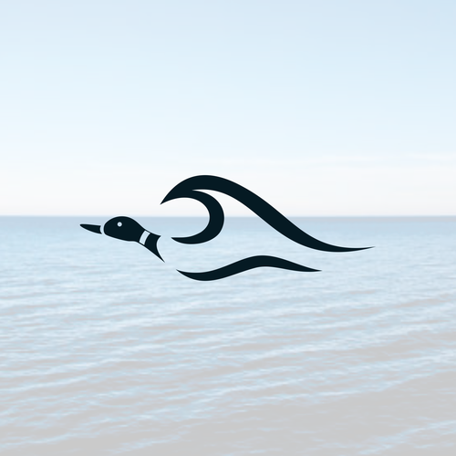 Coastal lifestyle brand featuring a mallard duck and wave, appeal to outdoor enthusiasts and surfers Diseño de muuter