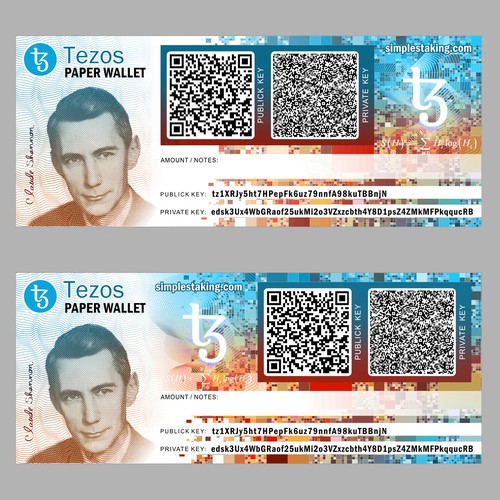 Paper wallet for Tezos crypto currency Diseño de Vitaga