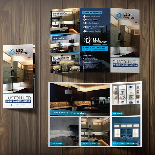 Led capstone cabinet lighting tri fold Brochure contest 99designs